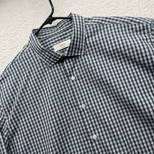 RYE‎ 51 Shirt Mens XL Navy Blue White Check Small Batch Long Sleeve Button Down